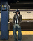 WARDEN EDGE Two-Tone Layered Baggy Denim Pants