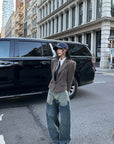 WARDEN EDGE Two-Tone Layered Baggy Denim Pants
