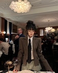 WARDEN EDGE Sculpted-Waist Check Blazer with Structured Shoulders