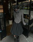 WARDEN EDGE Sculpted High-Collar Double-Breasted Cropped Jacket