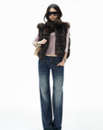 IAMXIAA Low-Rise Vintage Washed Wide-Leg Flared Jeans