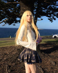 Rase le sol Tartan Plaid Ruffled Micro Skirt with Built-In Shorts