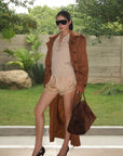 ROVENTE Scalloped Floral Lace Satin-Look Shorts with Bow Detail