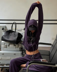 ROVENTE Knit Zip-Up Hoodie & Drawstring Wide-Leg Pants Set