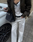 ROVENTE Vintage Brown Oversized Leather Jacket