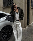 ROVENTE Vintage Brown Oversized Leather Jacket