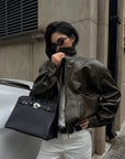 ROVENTE Vintage Brown Oversized Leather Jacket