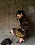 ROVENTE Belted Leather-Look Trench Jacket with Wide Lapels & Double-Breasted Front
