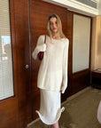 0122stepll Oversized Sweater & Sculpted Hem Midi Skirt Set