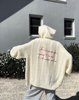 Rase le sol Oversized Cable Knit Embroidered Hooded Cardigan