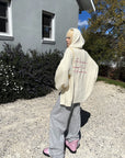 Rase le sol Oversized Cable Knit Embroidered Hooded Cardigan