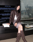 Hydrae Buckle Collar Moto Jacket & Layered Lace Skirt Set
