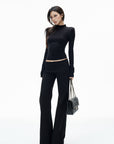 IAMXIAA Open-Back Mock Neck Long Sleeve Top