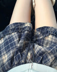 Rase le sol Tartan Plaid Ruffled Micro Skirt with Built-In Shorts