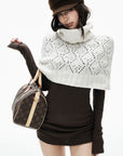 IAMXIAA Openwork Knit Turtleneck Capelet