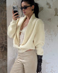 ROVENTE Shawl Collar Ribbed Knit Cardigan