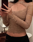 Hydrae Cutout Lace Top & Leather-Look Shorts Set