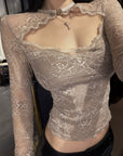 Hydrae Cutout Lace Top & Leather-Look Shorts Set
