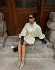 ROVENTE Stand-Collar Drawstring Utility Jacket with Voluminous Sleeves