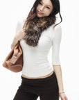 IAMXIAA Faux Fur Statement Scarf with Fluffy Texture