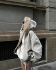 WARDEN EDGE Oversized Fur-Trim Hooded Zip-Up Jacket