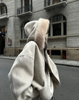 WARDEN EDGE Oversized Fur-Trim Hooded Zip-Up Jacket