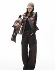 IAMXIAA Corduroy Wide Leg Cargo Pants with Utility Pockets