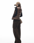 IAMXIAA Corduroy Wide Leg Cargo Pants with Utility Pockets