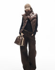 IAMXIAA Corduroy Wide Leg Cargo Pants with Utility Pockets