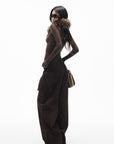 IAMXIAA Corduroy Wide Leg Cargo Pants with Utility Pockets