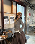 WARDEN EDGE Faux-Layered Asymmetric Knit Cardigan