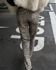 ROVENTE Leopard Print Straight-Leg Pants with Full-Length Silhouette