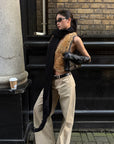 ROVENTE Low-Rise Suede-Look Wide-Leg Pants with Angled Front Pockets