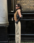ROVENTE Low-Rise Suede-Look Wide-Leg Pants with Angled Front Pockets