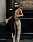 ROVENTE Low-Rise Suede-Look Wide-Leg Pants with Angled Front Pockets