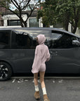 WARDEN EDGE Dusty Pink Cable Knit Hooded Sweater and Shorts Set
