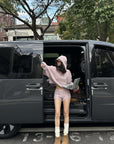 WARDEN EDGE Dusty Pink Cable Knit Hooded Sweater and Shorts Set