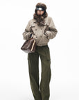 IAMXIAA Corduroy Wide Leg Cargo Pants with Utility Pockets