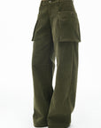 IAMXIAA Corduroy Wide Leg Cargo Pants with Utility Pockets