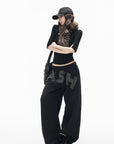 IAMXIAA Rhinestone Logo Wide-Leg Sweatpants