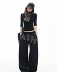 IAMXIAA Rhinestone Logo Wide-Leg Sweatpants