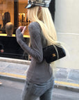 Rase le sol Deep Scoop Neck Slim Fit Knit Top