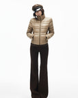 IAMXIAA Quilted Puffer Jacket with Faux Fur Scarf