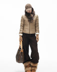 IAMXIAA Quilted Puffer Jacket with Faux Fur Scarf