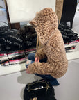 Rase le sol Leopard Plush Zip-Up Jacket with Sculpted Waist & Ear-Detail Hood