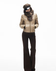IAMXIAA Quilted Puffer Jacket with Faux Fur Scarf