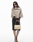 IAMXIAA Cropped Faux Fur Jacket with Statement Collar