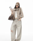 IAMXIAA Cropped Faux Fur Jacket with Statement Collar
