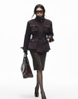 IAMXIAA Belted Utility Jacket with Stand Collar and Multi-Pocket Details