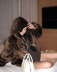 ROVENTE Reversible Leopard Hooded Bomber Jacket